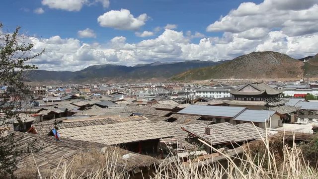 the old town of shangri-la alias zhongdian ,Yunnan China. (dolly left)