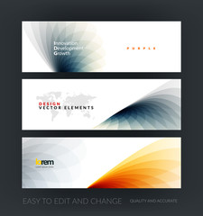 Fototapeta premium Vector set of modern horizontal website banners with soft wave s