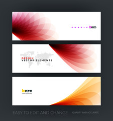 Vector set of modern horizontal website banners with soft wave s