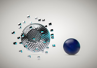 The collapse of the 3D spheres on a cubical fragments