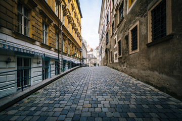 Griechengasse, a narrow cobblestone alley in Vienna, Austria.