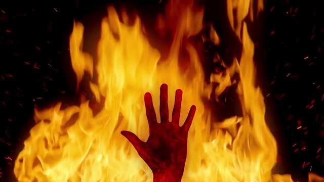 Red Hand In Flames Abstract