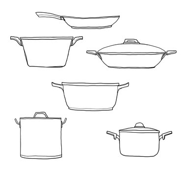 pot kitchen hand drawn line art cute illustration