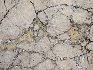 Cracked concrete texture closeup background