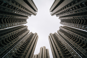 Fototapeta na wymiar Skyscrapers at Aberdeen, in Hong Kong, Hong Kong.