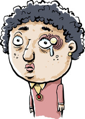 A sad cartoon woman with a large stye right above her eye.
