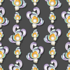 Low relief thai art with 3 dimensional and seamless pattern background decoration.