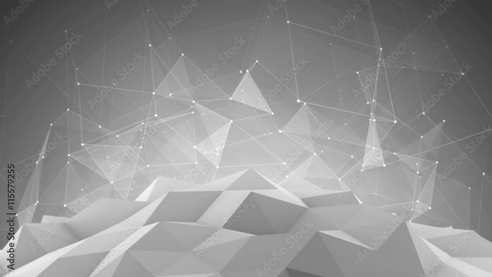 Poster low poly futuristic network shape. abstract future technology construction. 3d render smooth animati