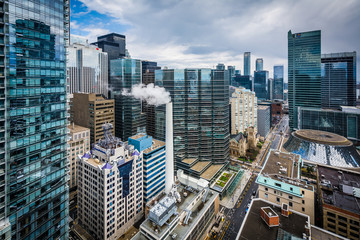 View of buildings along Simcoe Street, in downtown Toronto, Onta