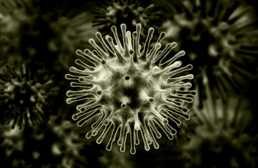 3D Illustration of Influenza Virus H1N1. Swine Flu