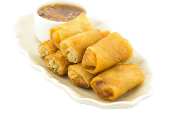 Spring rolls, Homemade egg rolls or Fried Chinese Traditional Sp