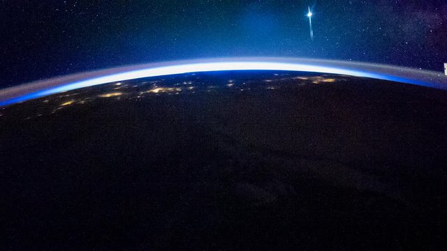 Moon Glow as seen from International Space Station ISS over North Pacific. Time Lapse 4K created from Public Domain images by NASA Johnson Space Center. Slow playback