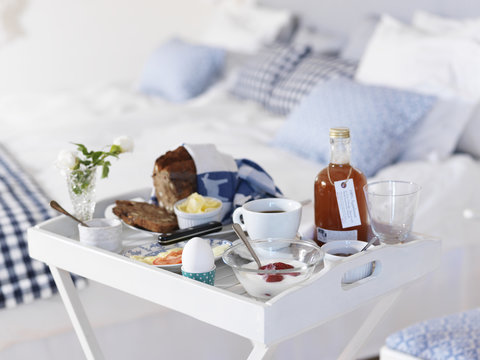 Sweden, Breakfast table in bedroom