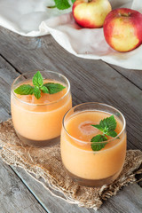 two glasses of fruit smoothies