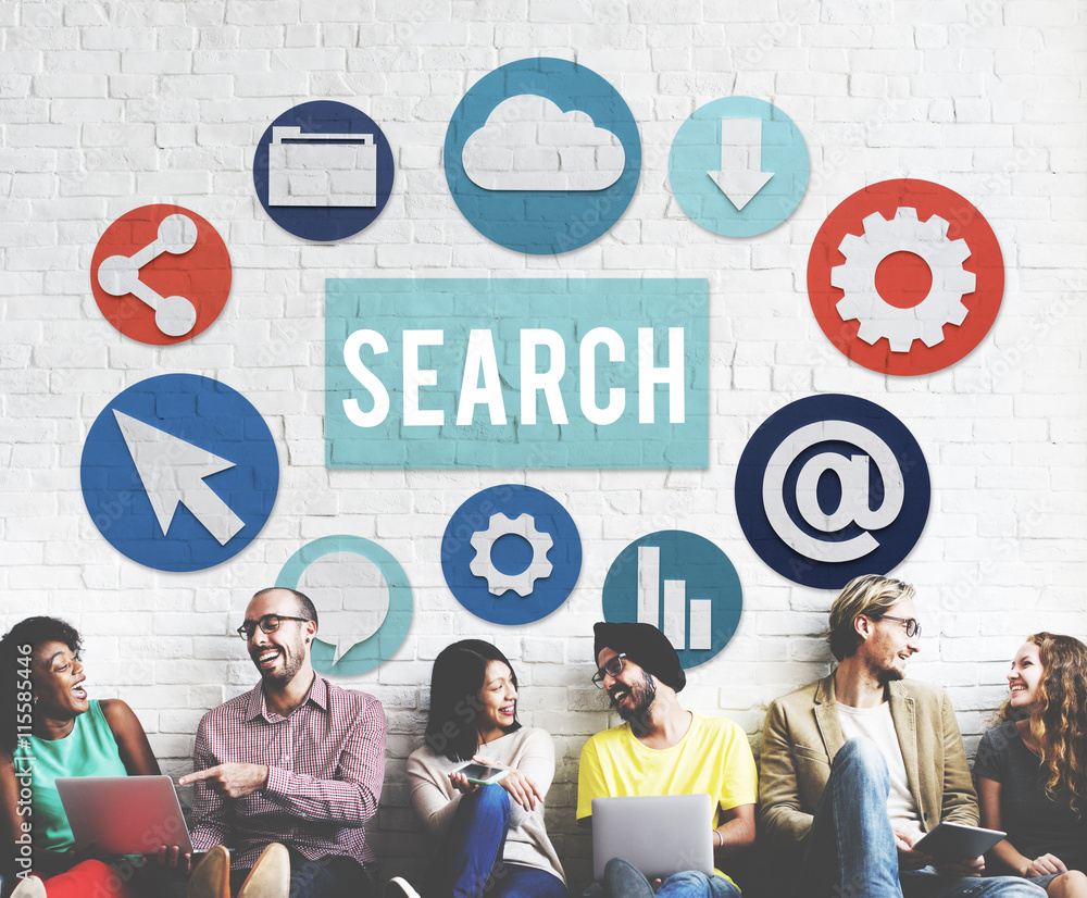 Poster seo search engine optimization searching concept