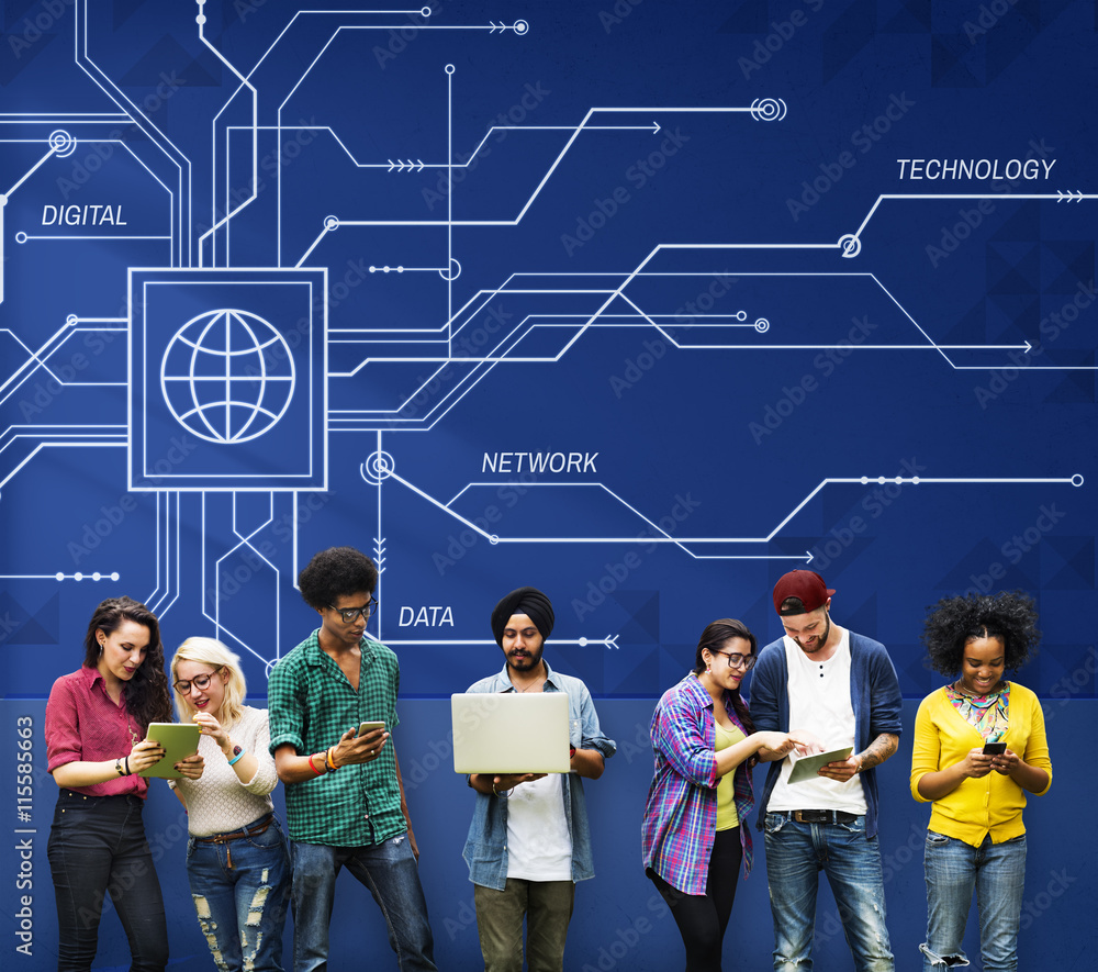 Poster digital data computer technology electronic concept