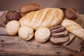Fresh bread and wheat ears