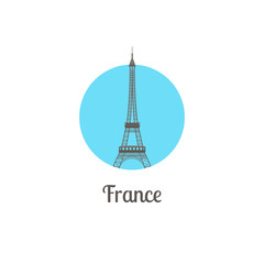 France landmark isolated round icon. Vector illustration