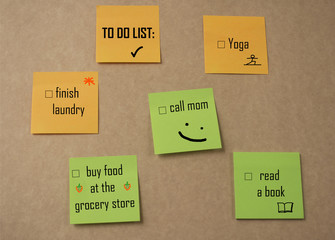 "to do list" Sticky Notes on brown wall