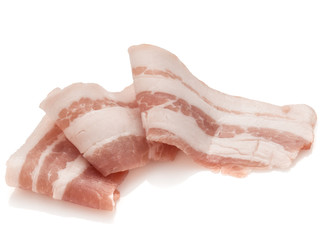 sliced pork bacon isolated on white background cutout