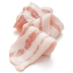 sliced pork bacon isolated on white background cutout