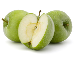 Green sliced apple isolated on white background cutout