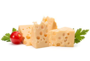 Cheese block isolated on white background cutout