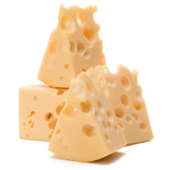 Cheese block isolated on white background cutout