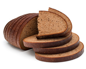 Fresh sliced rye bread loaf isolated on white background cutout