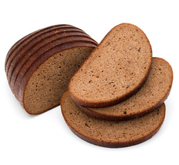 Fresh sliced rye bread loaf isolated on white background cutout