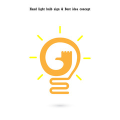Human hand and light bulb icon vector design.The best idea logo