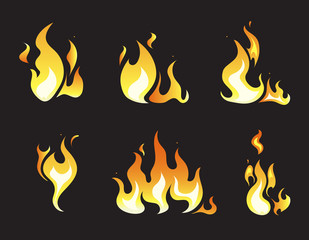 Explosion animation vector frames. Set of animation fire and illustration of various fire