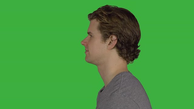 Profile of an expressionless man (Green Key)