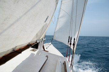 Fototapeta premium View from the deck of a sailboat