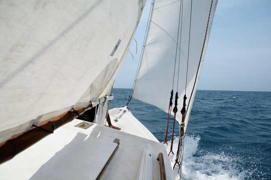 View from the deck of a sailboat