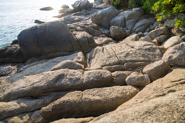 stone coast in the sea