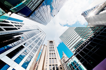 Fototapeta na wymiar Skyscrapers shot with perspective