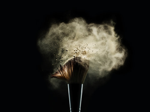 Studio shot of brush and powder