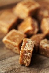 Butter caramel candy macro. Vintage rustic style