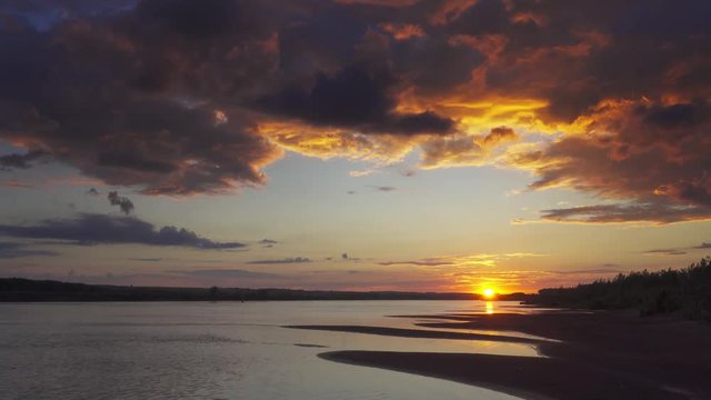 river sunset landscape, timelapse, 4k
