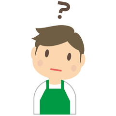 かわいい男性　イクメン主夫　保育士　エプロン