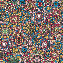 Seamless pattern texture. Indian, arabic, turkish style elements. Vintage vector card. Hand drawn doodle illustration. Floral .