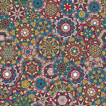 Seamless pattern texture. Indian, arabic, turkish style elements. Vintage vector card. Hand drawn doodle illustration. Floral .