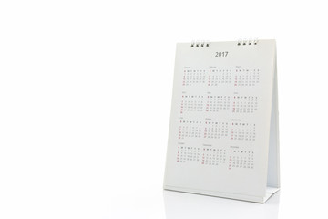 White paper desk spiral calendar 2017.