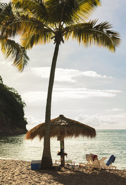 West Indies, Saint Lucia, Tropical beach by sea