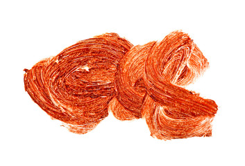 Brown color lipstick stroke on white background