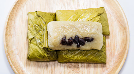 Sticky Rice and bananas (Khao Tom Mad) of Thai dessert