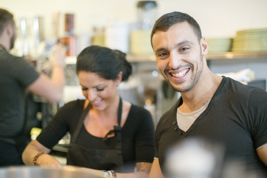 Sweden, People working in cafe