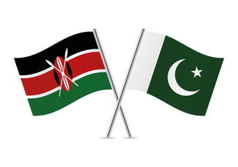 Kenyan and Pakistani flags. Vector illustration.
