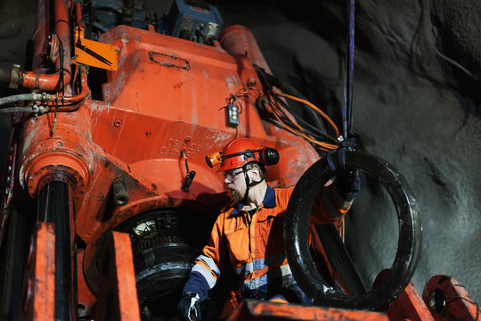 Miner working underground